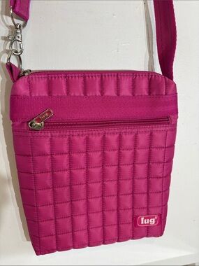 Lug Skipper Quilted Crossbody Bag Hot Pink Square Nylon Travel Purse